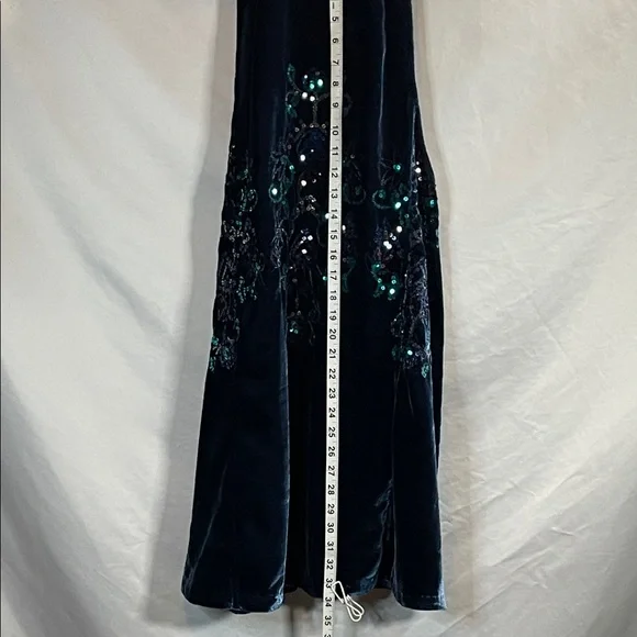 Free People Deep Blue Velvet Sleeveless Mini Dress with Sequin Details - Picture 11 of 11